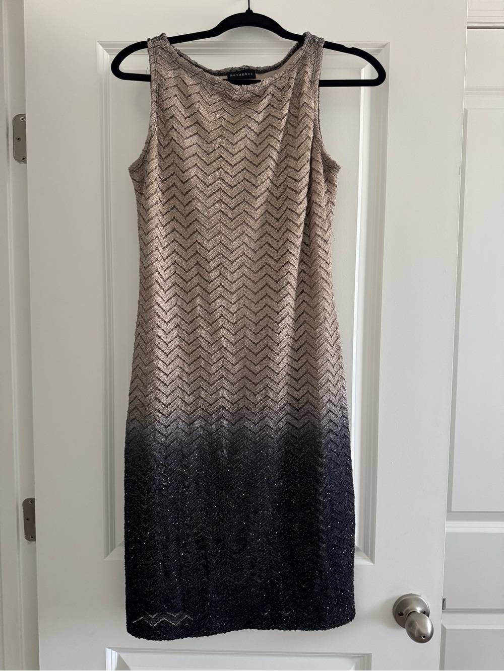 Metaphor Sleeveless Ombre Midi Dress in Taupe and Black